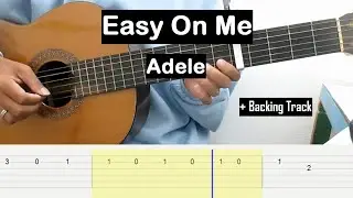 Easy On Me (Adele) Guitar Tutorial TAB (+ Backing Track) Guitar Lessons for Beginners