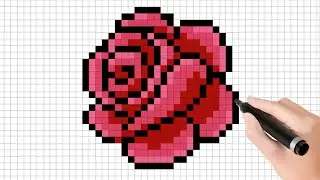 Cara menggambar bunga mawar Valentine | Easy Pixel Art