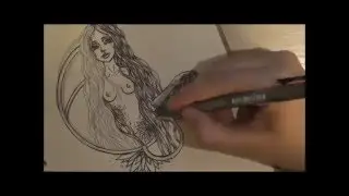 Flower tattooed anime girl - Speed Drawing