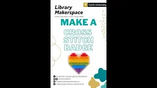 Cross stitch rainbow heart badge on plastic canvas