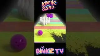 🌈 Color Blast! Bowling Ball Smashes Kinetic Sand Colorful Bowling Pins 🎨 Binkie TV  #kineticsandplay