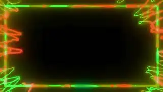 Orange & Green Neon Waves | Neon Frame | Glowing Border | Electric Waves | Template | Trendy Frames