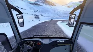 Winter Voyage: Scania Bus Trip on Alpine Mountain Roads