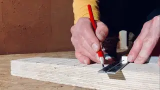 Renovation: starting marking out the timber feature wall.