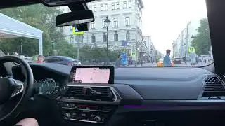 Moscow City Center Sunday Drive. BMW X3 xDrive30d G01 driving.