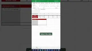 How to transpose in Excel! source: CheatSheets in last press (CTRL+SHIFT+ENTER)
