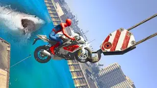 Spider-Man vs GTA 5 Epic Stunts & Crazy Jump Compilation