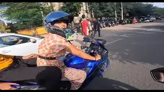 cut girl bike ride r15 😍 girl crech Bmw s100 accident hote hote bacha💔 #bombride