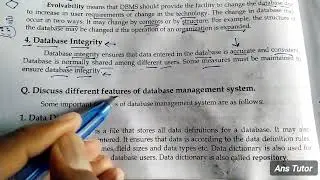 Different Features of Database Management System | ics 12th Class Computer Science Chapter 1
