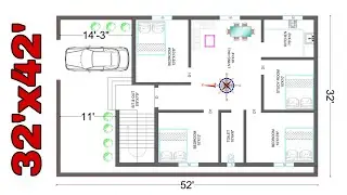 32x52 house plan/ 52x32 house plan/ 30x50 house plan/ ghar ka naksha