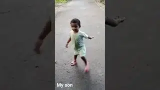 Walking my son.