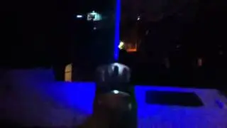 1000mW blue gatling style laser beam at night