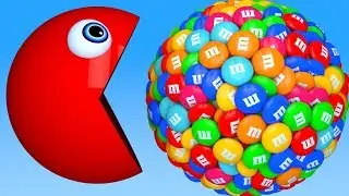 Learn Colors with PACMAN and 3D M&M Chocolate for Kid Children