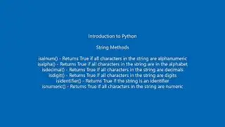 Python String Methods - isalnum(), isalpha(), isdecimal(), isdigit(), isidentifier(), isnumeric()