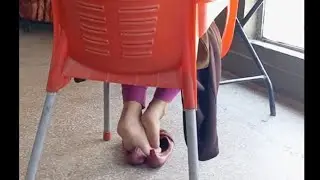 Candid flats shoeplay in cafeteria | Subscribe to my 2nd channel | Link is in the description