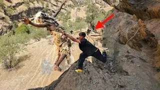 Dramatic Mountain Chase: Throwing the Wild Caveman Off the Cliff!