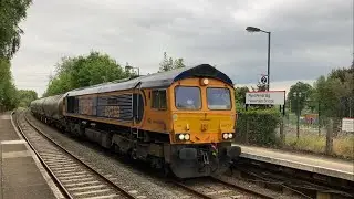 6V41 GBRf 66758 'The Pavior' Penyffordd to Avonmouth Hanson Cements accelerating out of Hawarden Brg