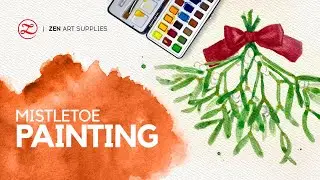 How to paint a mistletoe in watercolor | WATERCOLOR MISTLETOE + watercolor mixing guide