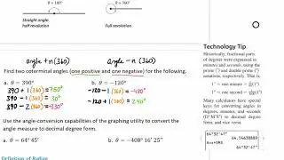 Angle Review, Finding Coterminal Angles, and Converting Angles to Decimal Degree Form Video