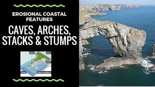 How Caves, Arches, Stacks and Stumps are formed- labelled diagram and explanation