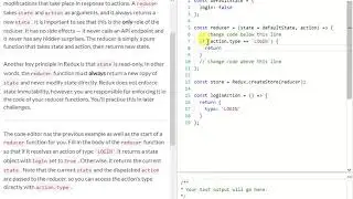FCC: Redux: Handle an Action in the Store (6)