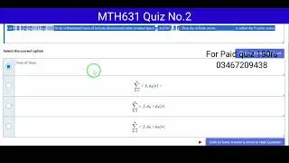 MTH631 Quiz1 100% correct live solution| virtual University \ Vu mth631