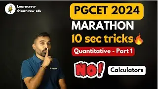 Karnataka PGCET 2024 | Quants Marathon Video 1 | Last minute preparation #pgcet #pgcet2024