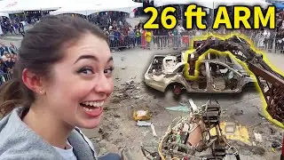 Katelyn Crushes Car with a 26 ft Robot Arm