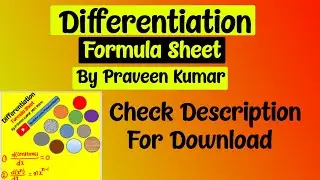Differentiation Formula Sheet pdf | Class 12 ncert maths Formula shet pdf By Praveen Kumar