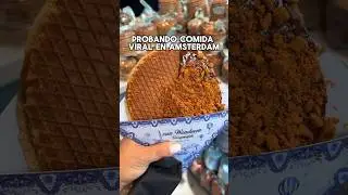 Probando comida viral en Amsterdam #amsterdam #comida #stroopwafel