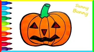 Drawing and Coloring Halloween Pumpkin 🎃 Drawings for kids | Sunny and Bunny Draws