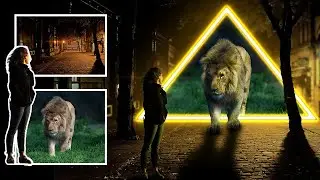 Neon Glow Photoshop Manipulation Tutorial (Big Lion Appears in the City)