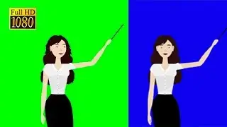 Female Teacher teaching green screen, 2D Character animation 