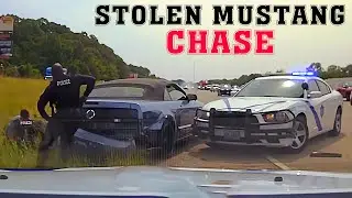 Most Brutal Police Chases. Stolen Mustang and Crazy Truck Driver.
