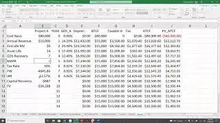 Depreciation and Income Taxes After Tax Cashflow ATCF Analysis Example Single Project Using MS Excel