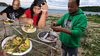 Link up with Sunrise Boss - Cooking Some Roast Fish & Sweet Potatoes on the beach side