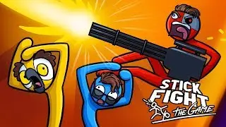 I CAN'T HANDLE THE POWER OF THE MINI GUN! (Stick Fight Funny Moments)