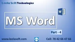 MS Word Part-4 | Micro Soft Office, Leela Soft Technologies, Madhusudhan, Ramavarapadu, Vijayawada.