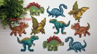 #30. Embroidery/ DINOSAURS - MP Studio, Firebird/ Finished work/ Cross stitch on plastic canvas