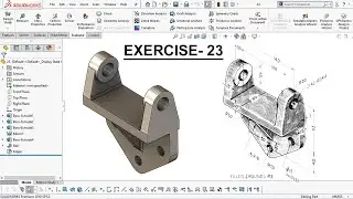 Solidworks part exericse - 23 || 2d drawing in description ||