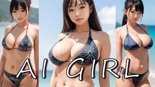 AI ART LOOKBOOK: Asian woman in a bikini and with BIG TITS