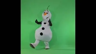 снеговик на зелёном фоне,  футаж хромакей