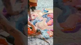 How I Shave Custom Rugs ✨ *VERY SATISFYING* 🔥🔥 #diy #rugtufting #bb24