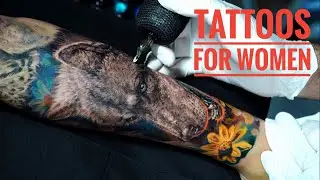 Тату для девушек: волк и цветы | Arm Tattoos for Girls – Wolf with Flowers 🌼@SuvorovTattoo