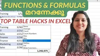 Top 10 Table Hacks | Must Know Table Tricks |Excel Malayalam Tutorial
