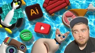 I Made Random Objects Into 3D Pool Floats In Adobe Illustrator