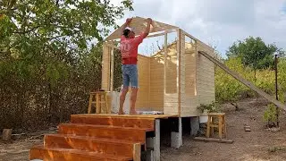 Montare in livada cu vedere la Neajlov  casuta cabana modulara  de gradina