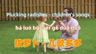 拔萝卜 Plucking radishes - children's songs. Chinese songs lyrics with Pinyin.