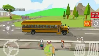 SCHOOL BUS Cars Carry Passengers [BLOCKY WORLD] -School Bus Car Game