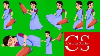 Green Screen Cartoon Village Lady | Village Lady Green Screen Animation |  No Copyright | Part 7